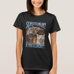 この経済におけるセロトニン 笑猫ミーム海賊版G Tシャツ