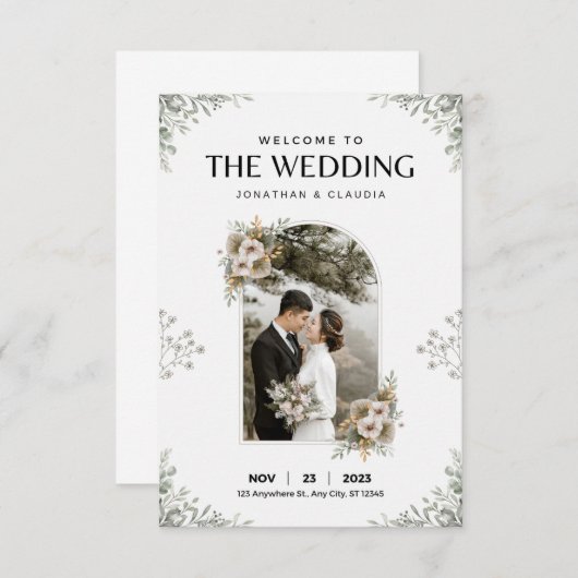 この美しいウェディングカードで愛と喜びを祝おう 招待状 (正面/裏面)