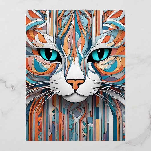 この美しい猫ベクトルアートは完璧な追加 箔シーズンポストカード (正面)
