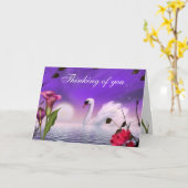 この美しい白鳥の挨拶状 カード (黄色い花)