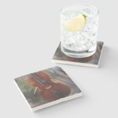 この美しい音楽的なデザインのコードを打って下さい ストーンコースター (横)