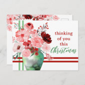 この考えクリスマスの水彩花 ポストカード (正面/裏面)