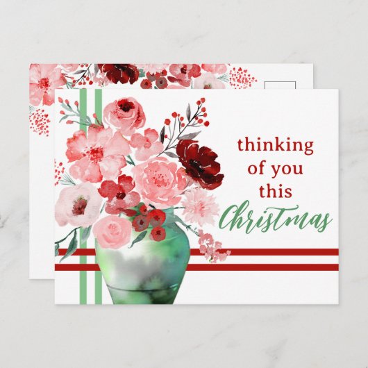 この考えクリスマスの水彩花 ポストカード (正面/裏面)