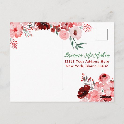 この考えクリスマスの水彩花 ポストカード (裏面)