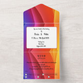 この背景には、虹のような夕焼けの色が使用されています オールインワン招待状 (内側)