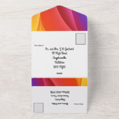 この背景には、虹のような夕焼けの色が使用されています オールインワン招待状 (外側)