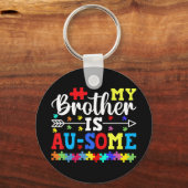 この自閉症意識デザイン素晴らしは誇りを持った、 キーホルダー (正面)