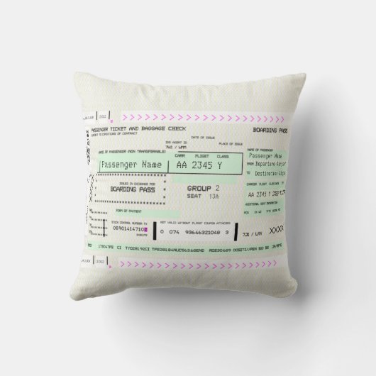 この航空会社の搭乗チケットのカスタマイズ クッション (裏面)