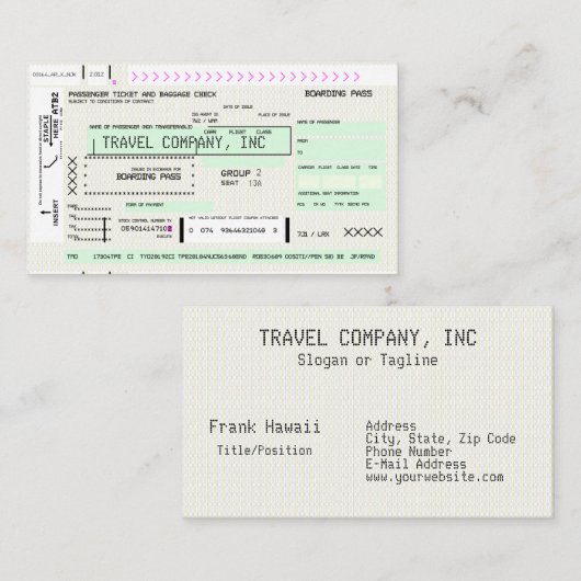 この航空会社の搭乗券をカスタマイズする 名刺 (正面/裏面)
