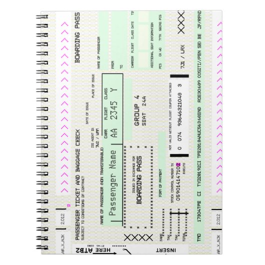 この航空会社の搭乗券を変更 ノートブック (正面)