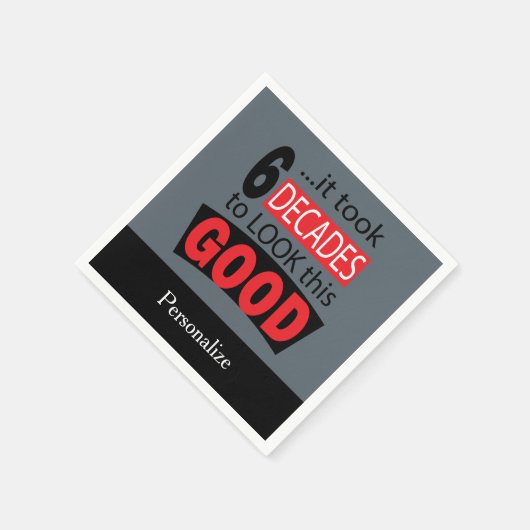 この良い外観を見るには60年かかった – グレー スタンダードカクテルナプキン (角)