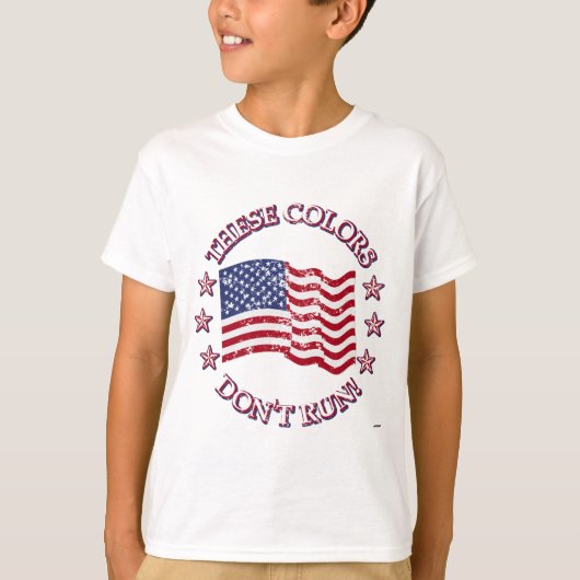 この色は走ない！アメリカ国旗と星 Tシャツ (正面)