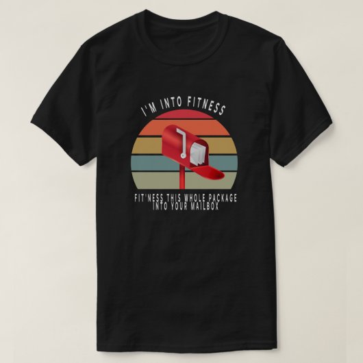 この荷物をフィットネスに入れて郵便に出す Tシャツ (デザイン正面)