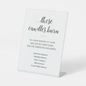 この蝋燭は記念物の名で燃え結婚る 台座サイン (正面)