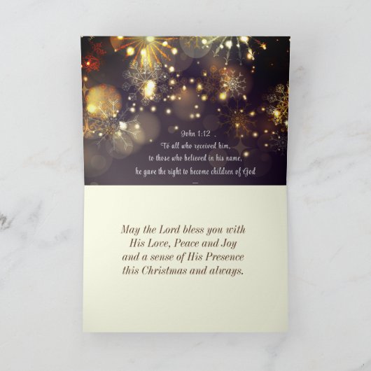 この言葉は聖書の聖句ヨハネ1:14カスタムの聖句となった シーズンカード (内部)