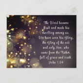 この言葉は聖書の聖句ヨハネ1:14カスタムの聖句となった シーズンポストカード (正面)