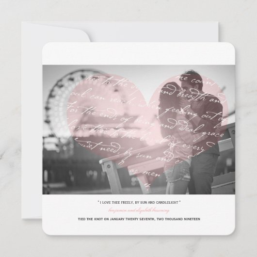 この詩の写真の発表結婚を気に入る方法 案内状 (正面)