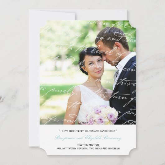この詩の写真の発表結婚を気に入る方法 案内状 (正面)