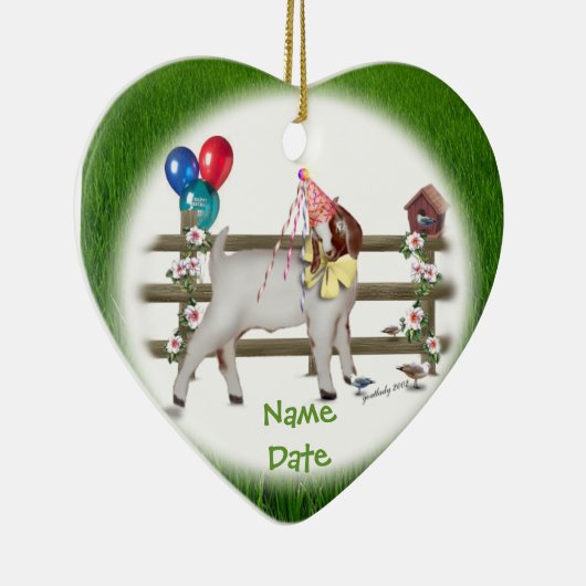 この誕生日ヤギ（ボーア）オーナメントのカスタマイズ セラミックオーナメント (右)
