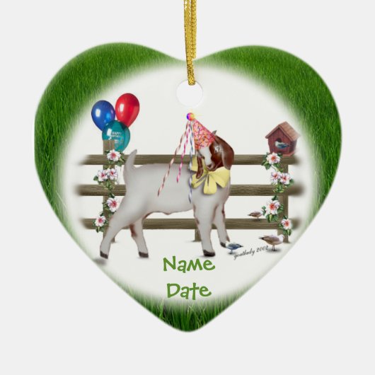 この誕生日ヤギ（ボーア）オーナメントのカスタマイズ セラミックオーナメント (正面)