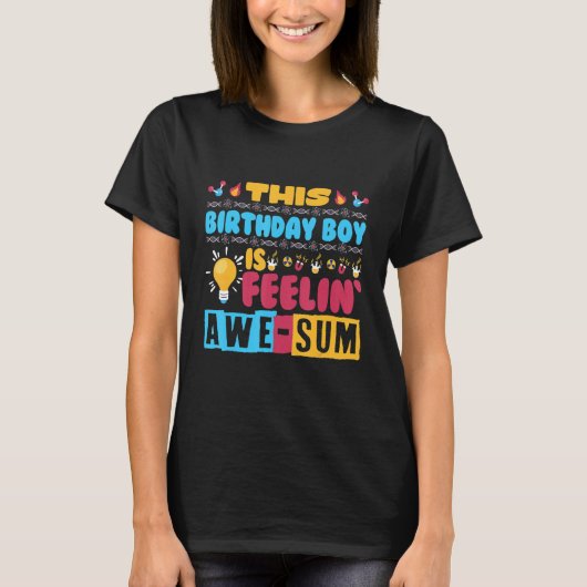 この誕生日少年は畏敬の念を抱く科学誕生 Tシャツ (正面)
