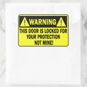 この警告ドアは鍵がかかっている 長方形シール (バッグ)