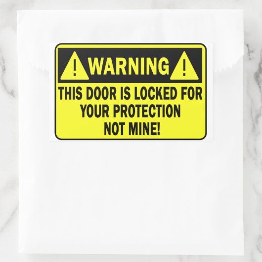 この警告ドアは鍵がかかっている 長方形シール (バッグ)