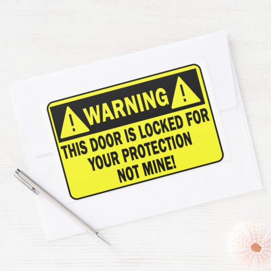 この警告ドアは鍵がかかっている 長方形シール (封筒)