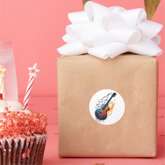 この象徴的なギターのデザイン ラウンドシール (パーティー)