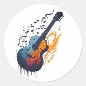 この象徴的なギターのデザイン ラウンドシール (正面)