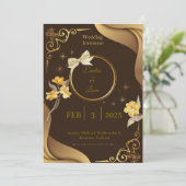 この豪華な茶色のブロで特別な日を祝いましょう 招待状 (スタンド正面)