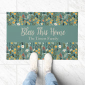 "この賛美ホーム"フローラPersonalizable Doormat ドアマット