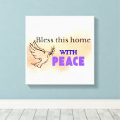 この賛美家は平和に | クリスチャンの鳩の壁A キャンバスプリント (インサイチュ (ウッドフロア))