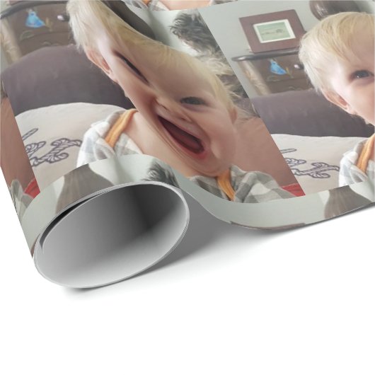 この贈り物の折り返しにカスタム写真を追加する ラッピングペーパー (ロールコーナー)