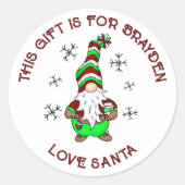 この贈り物はクリスマスパーソナライズされたプレゼントラベル ラウンドシール (正面)
