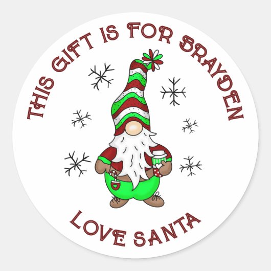 この贈り物はクリスマスパーソナライズされたプレゼントラベル ラウンドシール (正面)
