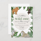 この赤ちゃんシャワーで野蛮なサファリの冒険を待つ 招待状 (正面/裏面)