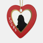 この赤恋のハートをカスタマイズする：お客様 セラミックオーナメント (左)