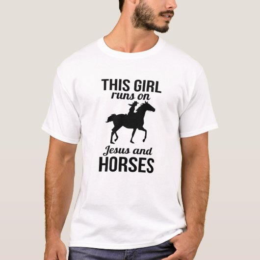 この走女の子はイエスと馬 | Equestrian Ho Tシャツ (正面)