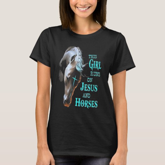 この走女の子はイエスと馬 Tシャツ (正面)