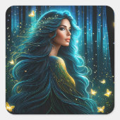 この超現実的なポートレートは低い美しい女性の スクエアシール (正面)