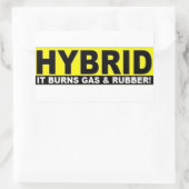 この車はハイブリッド車で、ガスとゴムを燃やす 長方形シール (バッグ)