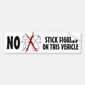 この車両の愚かなスティックフィギュア家族なし バンパーステッカー (正面)
