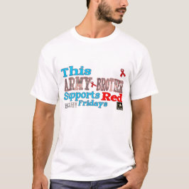 この軍隊の兄弟は赤を身に着けています Tシャツ