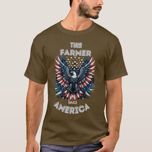 この農家はアメリカ愛国鷲を愛する Tシャツ (正面)