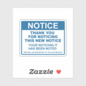 この通知おもしろいに気づいてくれてありがとう シール (シート)