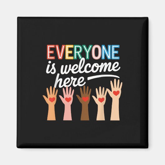 この部屋では誰もが歓迎ここにいる先生スタッド マグネット (正面)