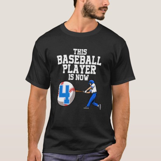 この野球選手は今では4人少年野球の誕生日だ Tシャツ (正面)