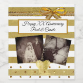 この金ゴールド記念日のボトルラベルのカスタマイズ ワインラベル (シングルラベル)