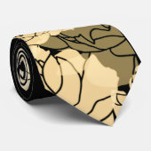 この金ゴールド、タン、ベージュ記念バラプリントn ネクタイ (ロール)